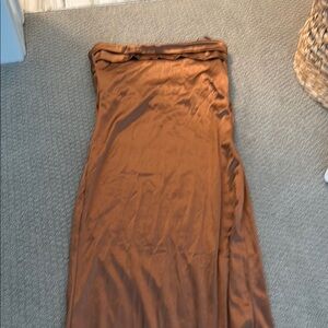 Elegant Brown/Rust Strapless Dress